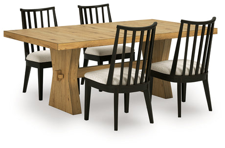 Galliden Light Brown Dining Table and 4 Chairs from Ashley - Luna Furniture