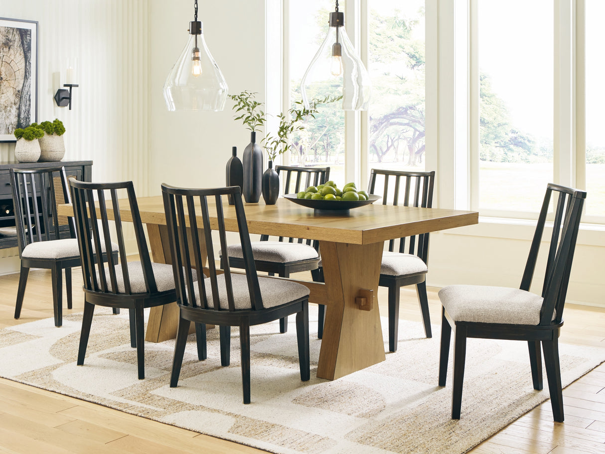 Galliden Light Brown Dining Table and 6 Chairs from Ashley Furniture - Luna Furniture