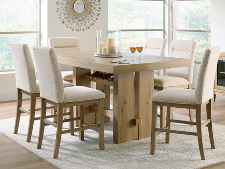 Lasinger Counter Height Dining Table and 6 Barstools in Light Brown from Ashley - Luna Furniture