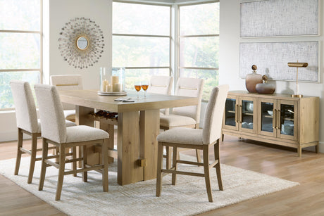 Lasinger Counter Height Dining Table and 6 Barstools in Light Brown from Ashley - Luna Furniture