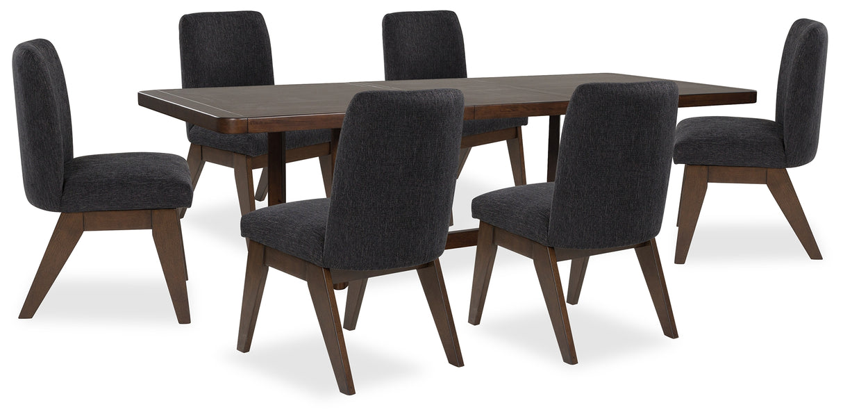 Dilenno Dark Brown Extension Dining Table and 6 Chairs from Ashley - Luna Furniture