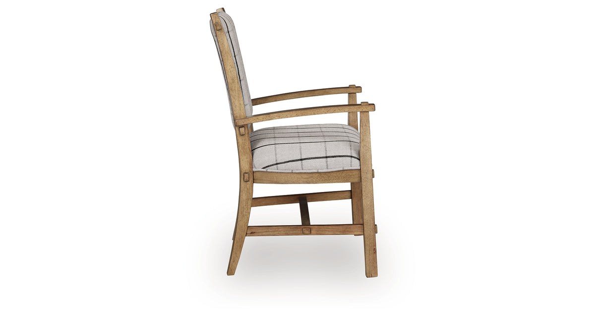 Ridgester Natural Brown Ladderback Upholstered Armchair, Set of 2 from Ashley Furniture - Luna Furniture