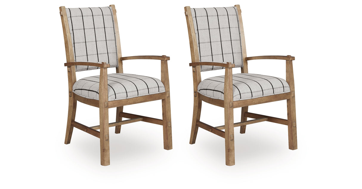 Ridgester Natural Brown Ladderback Upholstered Armchair, Set of 2 from Ashley Furniture - Luna Furniture