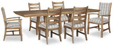 Ridgester Light Brown Extension Dining Table, 2 Arm Chairs and 4 Side Chairs from Ashley - Luna Furniture