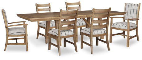 Ridgester Light Brown Extension Dining Table, 2 Arm Chairs and 4 Side Chairs from Ashley - Luna Furniture