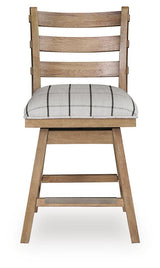 Ridgester Natural Brown Upholstered Barstool, Set of 2 from Ashley Furniture - Luna Furniture