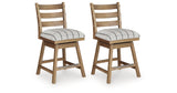 Ridgester Natural Brown Upholstered Barstool, Set of 2 from Ashley Furniture - Luna Furniture