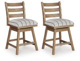 Ridgester Natural Brown Upholstered Barstool, Set of 2 from Ashley Furniture - Luna Furniture