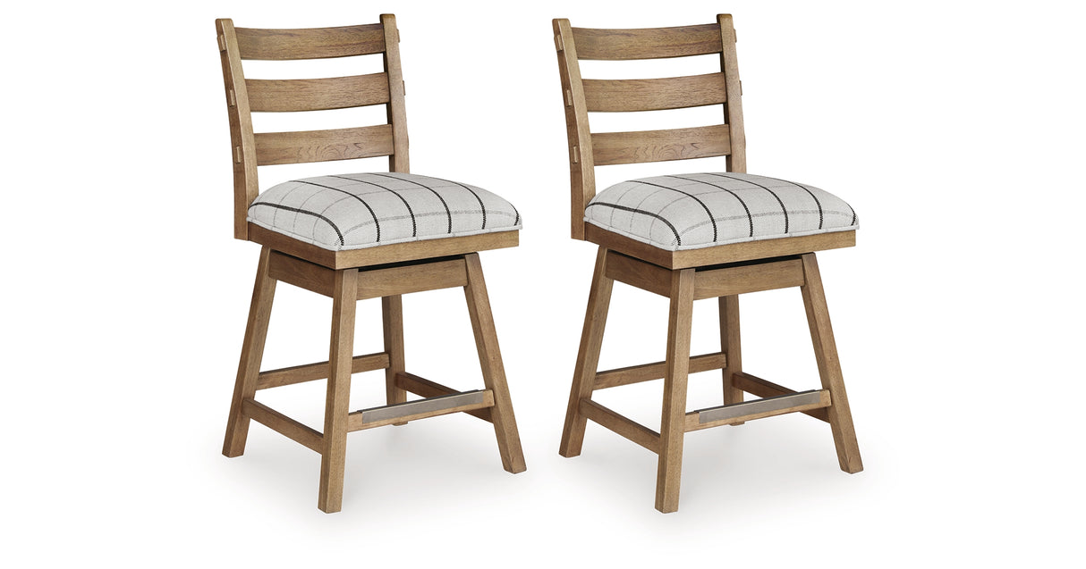 Ridgester Natural Brown Upholstered Barstool, Set of 2 from Ashley Furniture - Luna Furniture