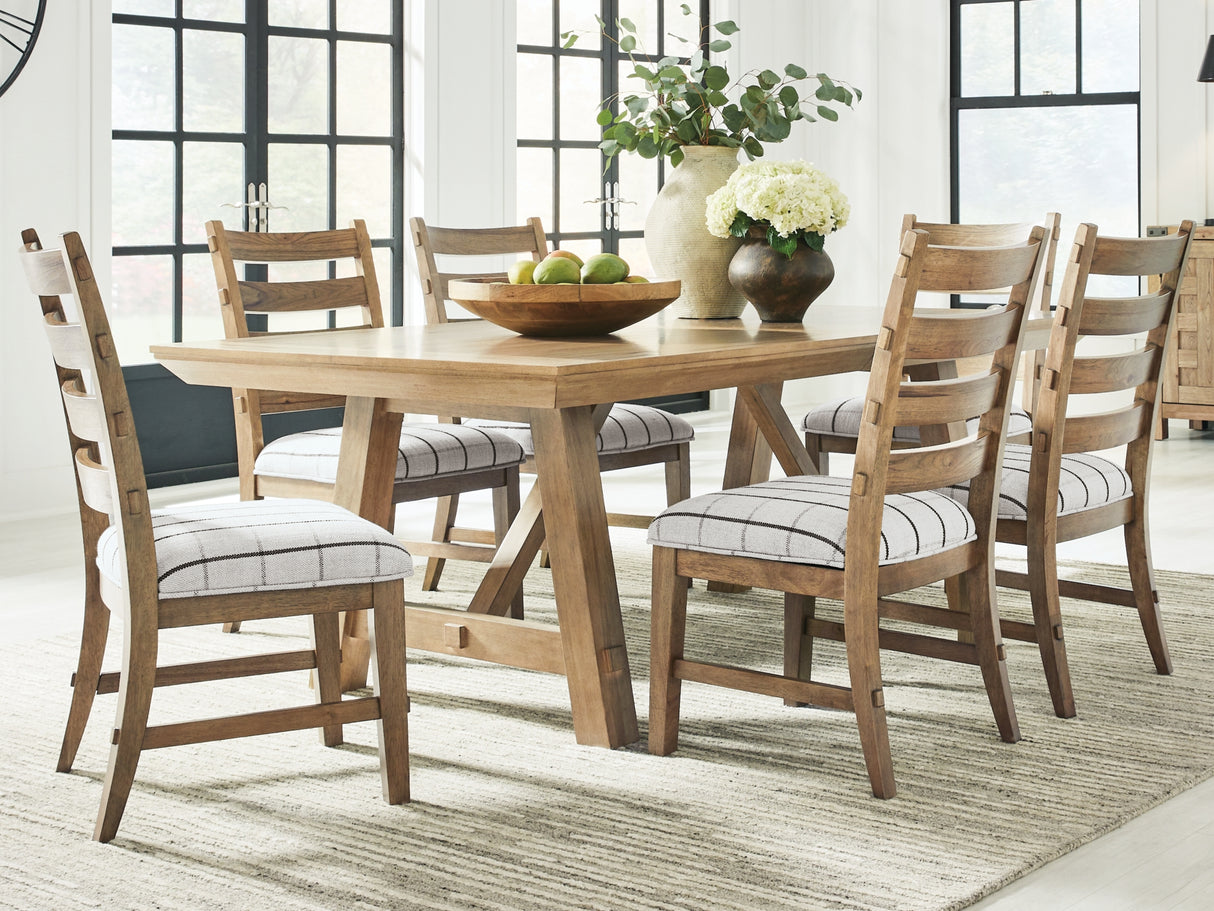Ridgester Natural Wood Extension Dining Table and 6 Chairs from Ashley - Luna Furniture