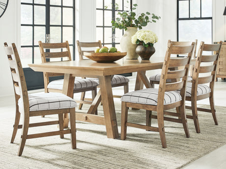 Ridgester Natural Wood Extension Dining Table and 6 Chairs from Ashley Furniture - Luna Furniture