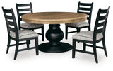 Ridgester Brown Round Dining Table and 4 Black Chairs from Ashley Furniture - Luna Furniture