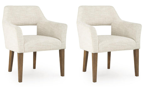 Marxmore Beige/Brown Dining Arm Chair, Set of 2 from Ashley - Luna Furniture