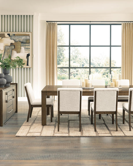 Marxmore Beige/Brown Extension Dining Table and 8 Chairs from Ashley - Luna Furniture