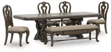 Maylee Dark Brown Dining Table and 4 Chairs and Bench from Ashley - Luna Furniture