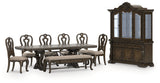 Maylee Dining Table and 6 Chairs and Bench with Storage in Dark Brown from Ashley - Luna Furniture