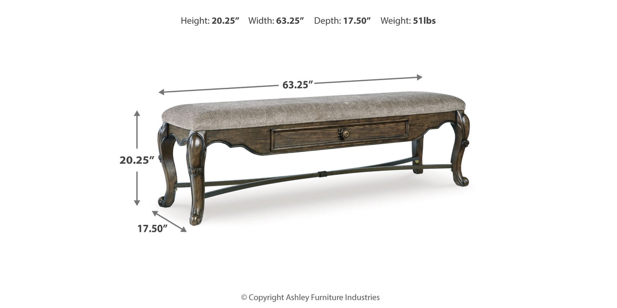 Maylee Dining Table and 4 Chairs and Bench with Storage in Dark Brown from Ashley Furniture - Luna Furniture