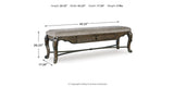 Maylee Dining Table and 6 Chairs and Bench with Storage in Dark Brown from Ashley - Luna Furniture