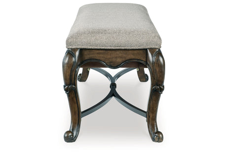 Maylee Dining Table and 6 Chairs and Bench with Storage in Dark Brown from Ashley - Luna Furniture