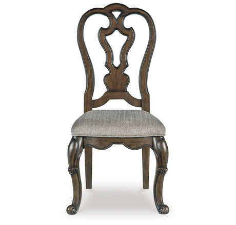 Maylee Dining Table and 6 Chairs with China Cabinet in Dark Brown from Ashley - Luna Furniture