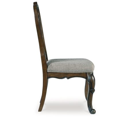 Maylee Dining Table and 6 Chairs with China Cabinet in Dark Brown from Ashley - Luna Furniture