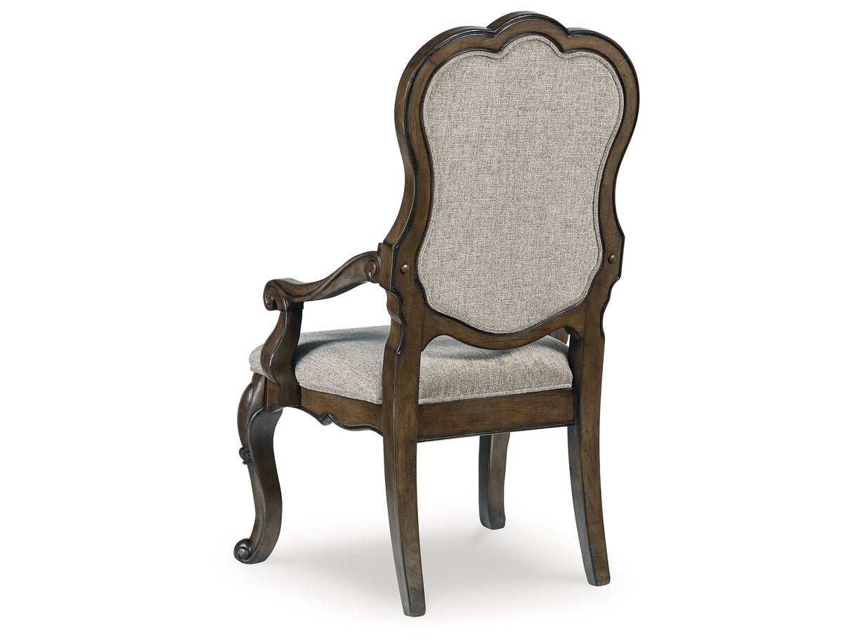 Maylee Dark Brown Dining Arm Chair, Set of 2 from Ashley Furniture - Luna Furniture