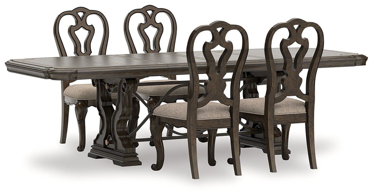 Maylee Dark Brown Dining Table and 8 Chairs from Ashley Furniture - Luna Furniture
