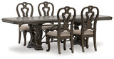 Maylee Dark Brown Dining Table and 8 Chairs from Ashley Furniture - Luna Furniture