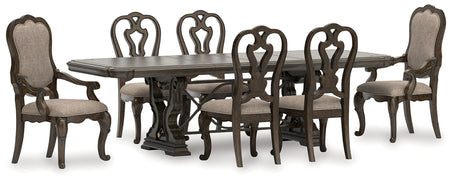 Maylee Dark Brown Dining Table and 6 Chairs from Ashley - Luna Furniture