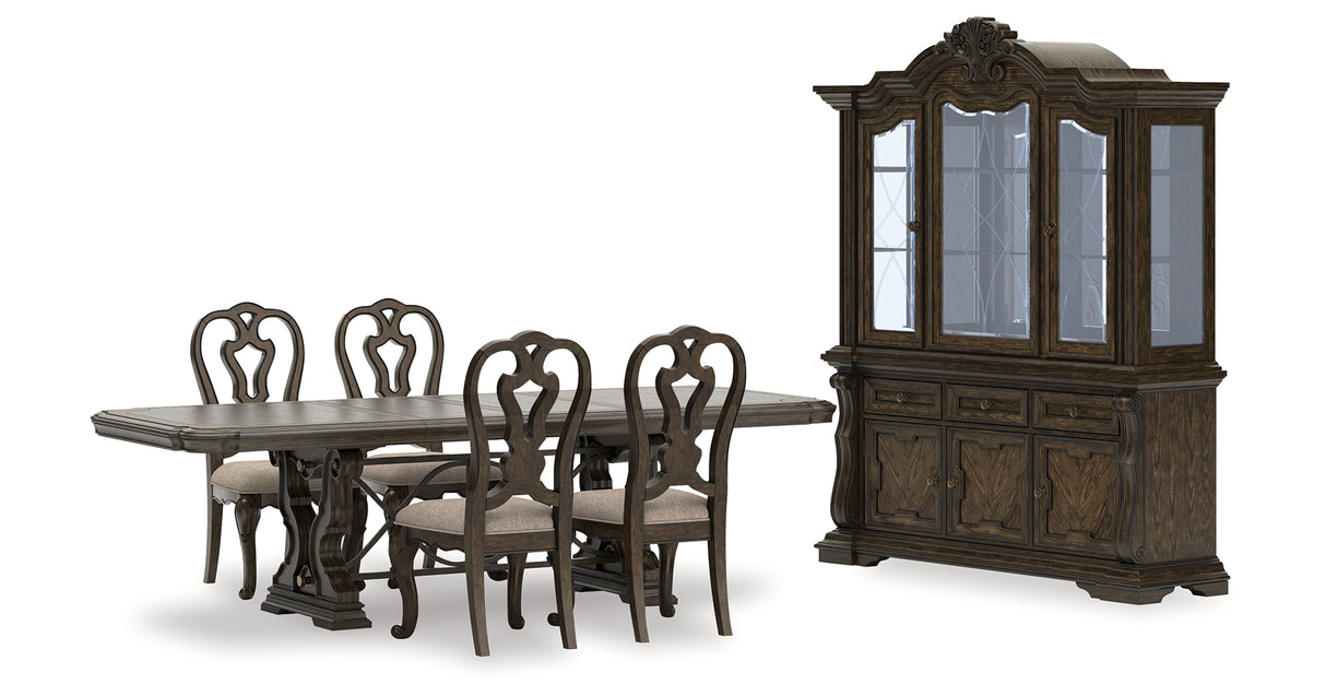 Maylee Dining Table and 4 Chairs with Storage in Dark Brown from Ashley Furniture - Luna Furniture