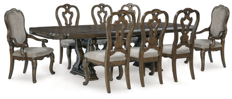 Maylee Dark Brown Dining Table and 8 Chairs from Ashley - Luna Furniture