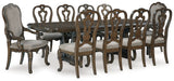 Maylee Dining Table and 10 Chairs in Dark Brown from Ashley - Luna Furniture