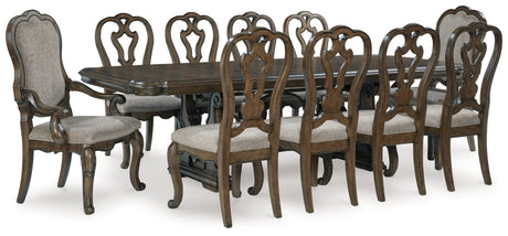 Maylee Dining Table and 10 Chairs in Dark Brown from Ashley - Luna Furniture
