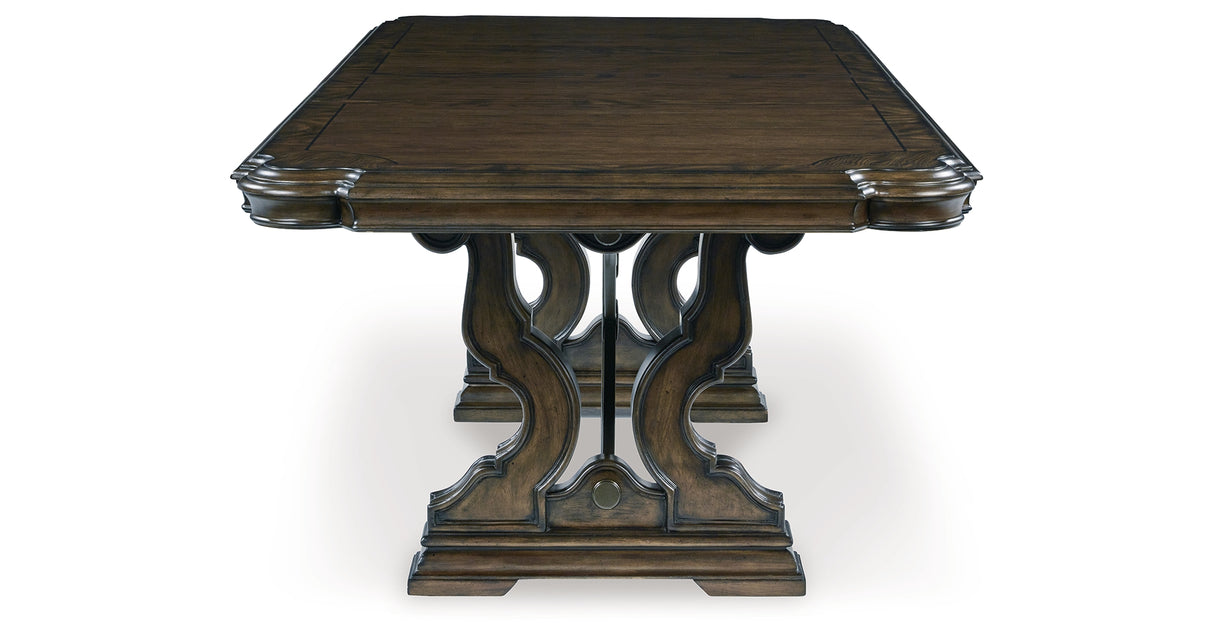 Maylee Dark Brown Dining Table and 6 Chairs from Ashley Furniture - Luna Furniture