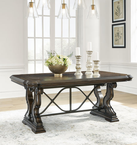 Maylee Dark Brown Dining Extension Table from Ashley Furniture - Luna Furniture