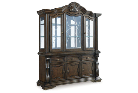 Maylee Dining Table and 10 Chairs with Storage in Dark Brown from Ashley - Luna Furniture