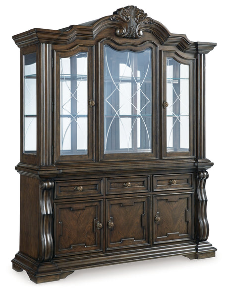 Maylee Dark Brown Dining Buffet and Hutch from Ashley - Luna Furniture