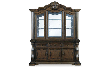 Maylee Dining Table and 4 Chairs with Storage in Dark Brown from Ashley Furniture - Luna Furniture