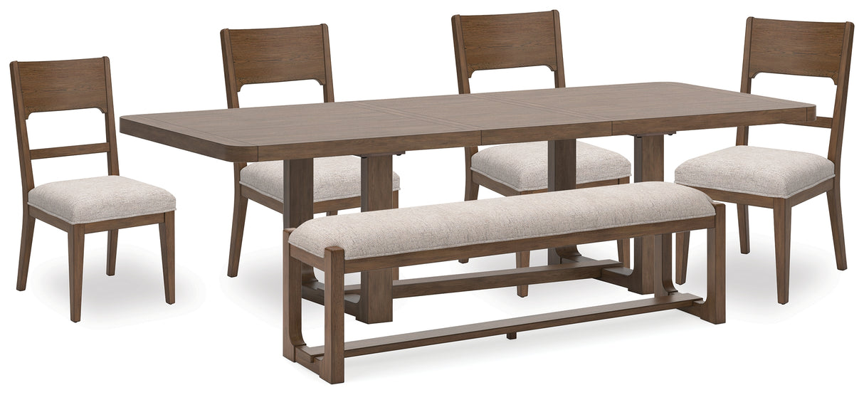Cabalynn Light Brown Dining Table and 4 Chairs and Bench from Ashley - Luna Furniture
