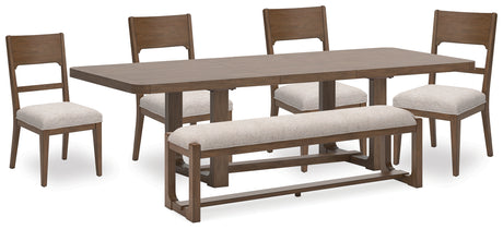 Cabalynn Light Brown Dining Table and 4 Chairs and Bench from Ashley - Luna Furniture