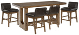 Cabalynn Light Brown Counter Height Dining Table and 4 Barstools from Ashley Furniture - Luna Furniture