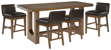 Cabalynn Counter Height Dining Table and 4 Barstools in Light Brown from Ashley - Luna Furniture