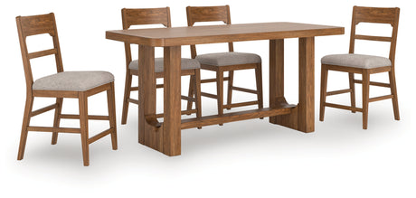 Cabalynn Light Brown/Oatmeal Counter Height Dining Table and 4 Barstools from Ashley Furniture - Luna Furniture