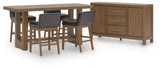 Cabalynn Light Brown/Black Counter Height Dining Table and 4 Barstools with Storage from Ashley Furniture - Luna Furniture