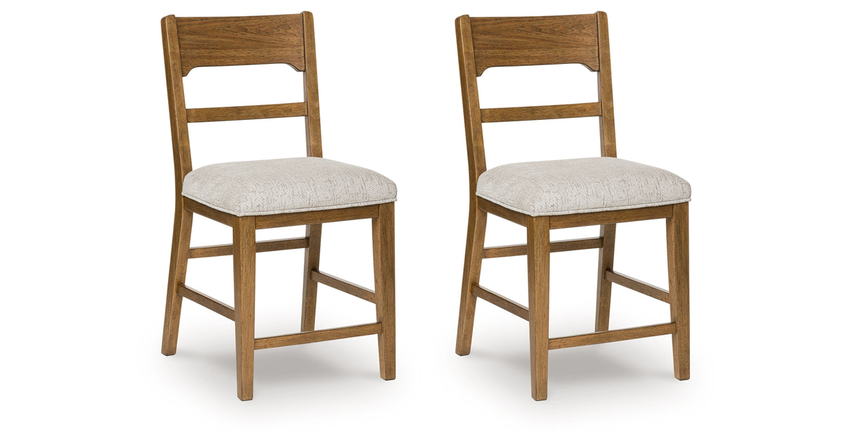 Cabalynn Oatmeal/Light Brown Counter Height Barstool, Set of 2 from Ashley Furniture - Luna Furniture