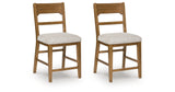 Cabalynn Oatmeal/Light Brown Counter Height Barstool, Set of 2 from Ashley Furniture - Luna Furniture