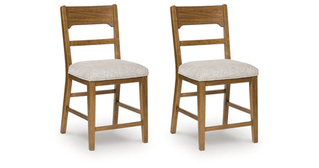 Cabalynn Oatmeal/Light Brown Counter Height Barstool, Set of 2 from Ashley Furniture - Luna Furniture