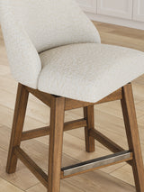 Cabalynn Oatmeal/Light Brown Counter Height Barstool, Set of 2 from Ashley - Luna Furniture
