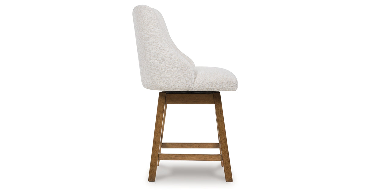 Cabalynn Oatmeal/Light Brown Counter Height Barstool, Set of 2 from Ashley - Luna Furniture