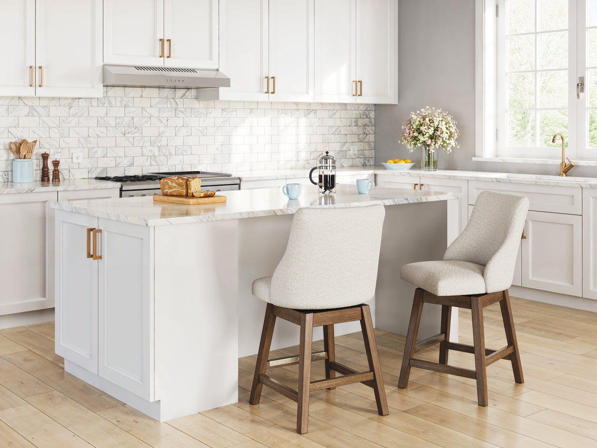 Cabalynn Oatmeal/Light Brown Counter Height Barstool, Set of 2 from Ashley - Luna Furniture